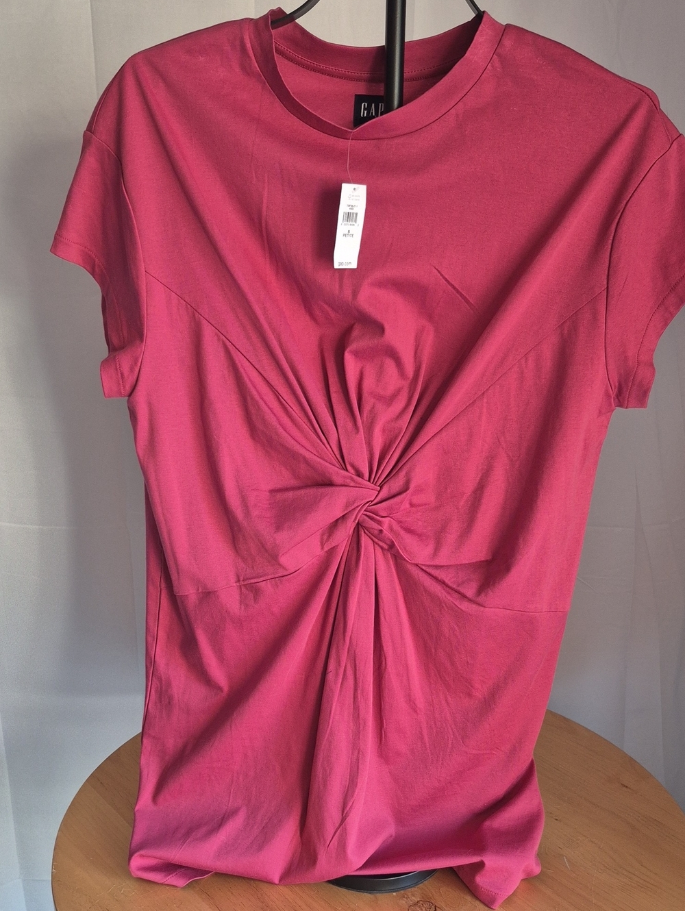 GAP Hot Pink Twist-Front Short Sleeve T Shirt Dress
